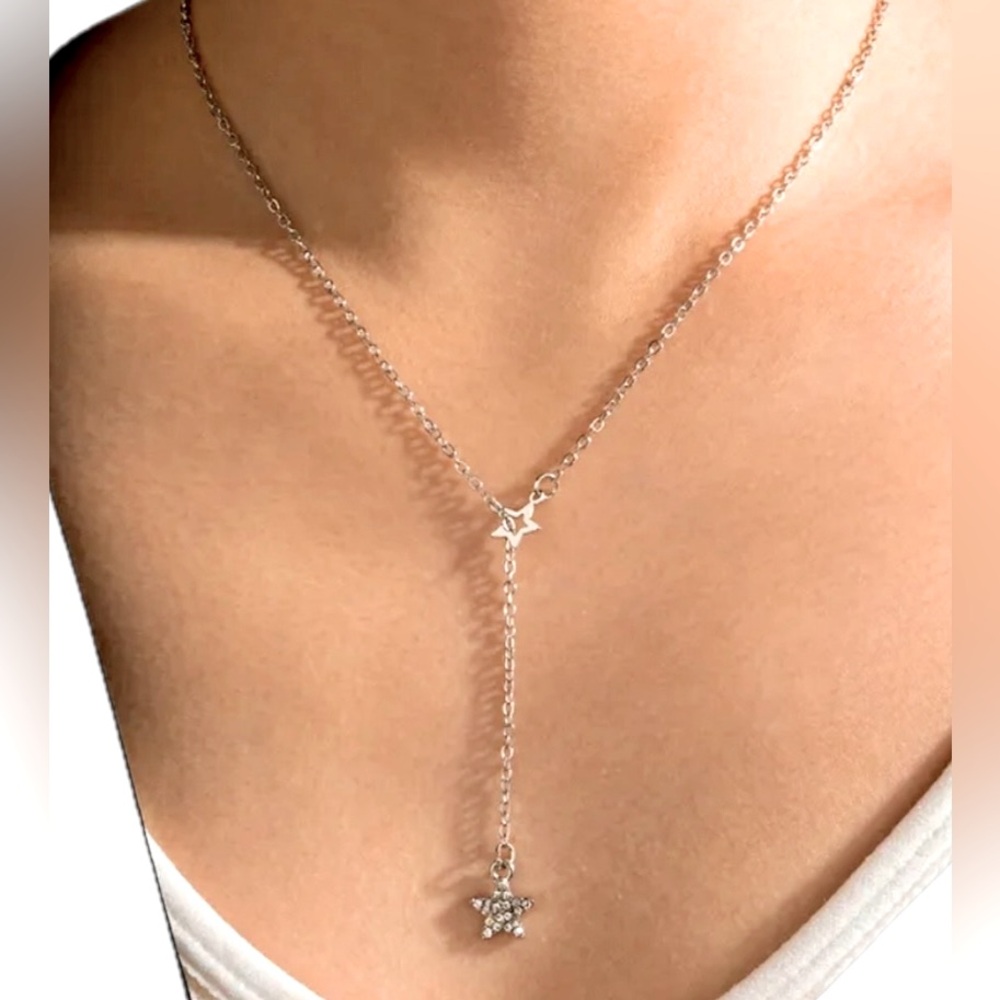 20” Lariat Star Necklace Silver